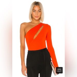 NBD Aaliyah Bodysuit in Red Orange size Small